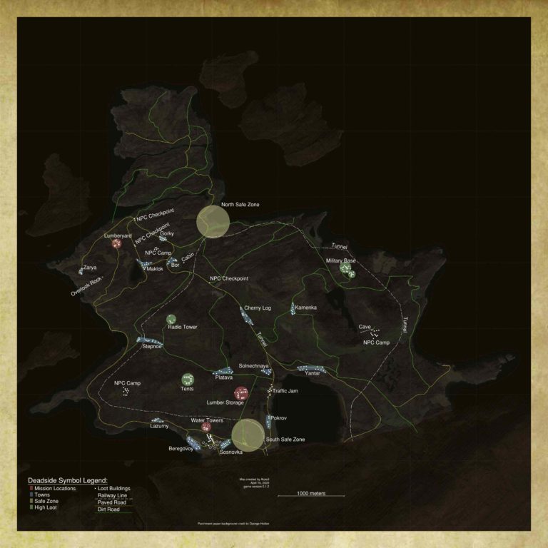 Deadside - Map (POI, Mission Locations, Cities and High Loot Locations)